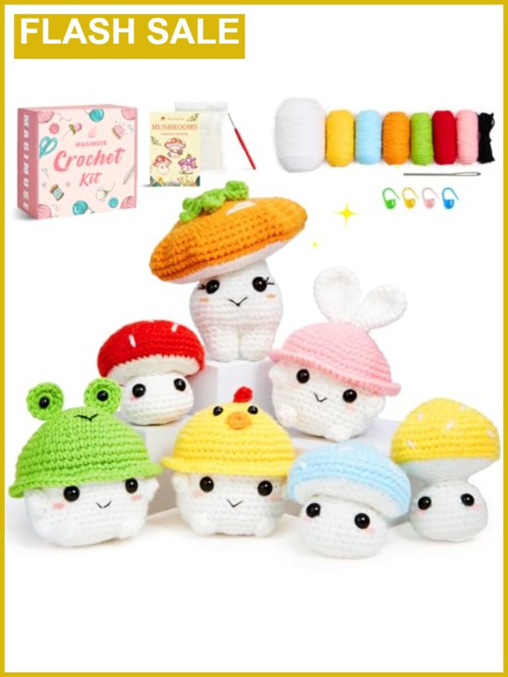 MAGIMUSE Crochet Kit for Beginners Mushroom Family Craft